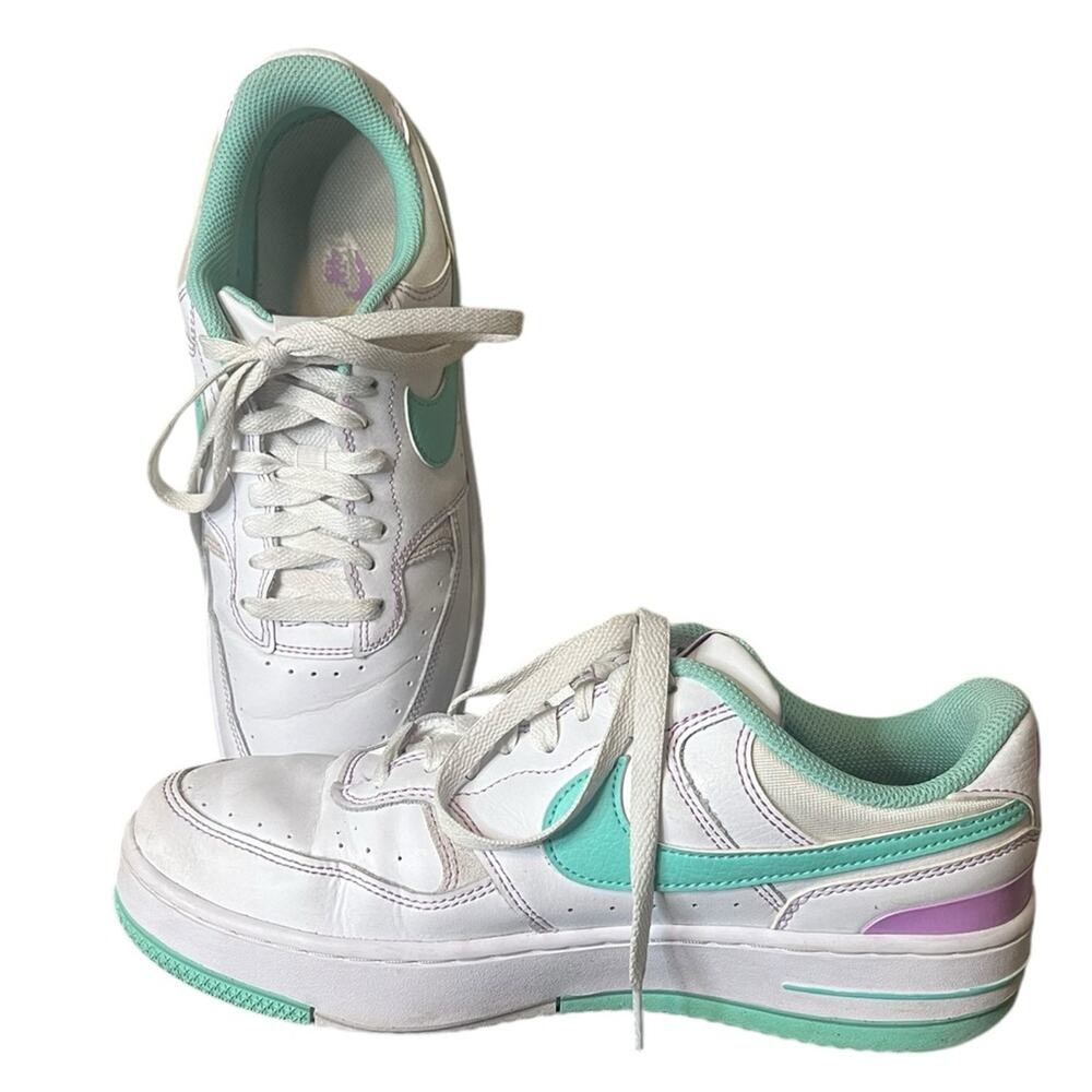 NIKE Gamma Force Leather Shoes White Emerald Rise Green Size 9.5